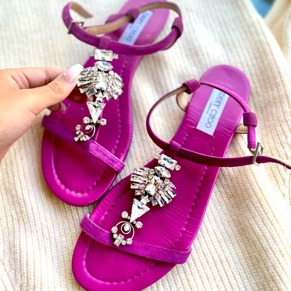 Jimmy Choo Crystal Fuschia Sandals